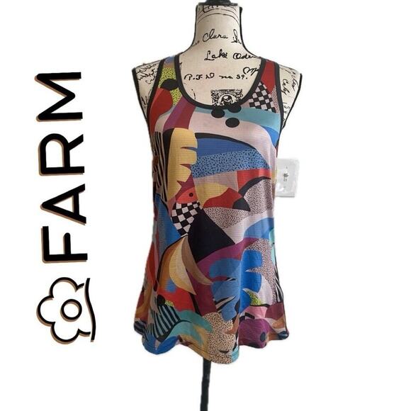 Farm Rio Tropical Toucan Print Tank Top Racerback Sz M Rare Iconic Chic - Picture 1 of 16